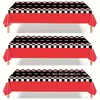 Mantel de Plástico Cuadros Blanco y Negro Pista de Carreras Fiesta Cuadros de Carreras Desechable PE Mantel Decoración Fiesta de Carreras