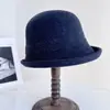 Sombrero de Pescador de Ala Ancha con Forma de Espiga de Trigo Estilo Nacional Retro, Gorro de Punto de Lana Australiana para Otoño e Invierno, Sombrero de Cubo con Hilo Dorado y Plateado