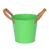 Maceta Nórdica para Suculentas de Balcón Beige con Asa de Metal Maceta Pequeña de Hierro Almacenamiento para el Hogar Cubo Pequeño Maceta para Plantas Bonsái