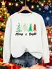 Sudadera para Mujer con Estampado de Árbol de Navidad Alegre y Brillante, Cuello Redondo Casual, Estilo Callejero de Otoño