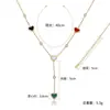 Collar Cruzado Europeo y Americano de Corazón de Mariposa y Trébol de Cuatro Hojas de la Suerte, Collar Multicapa Elegante y Sencillo de Acero Inoxidable de Alta Gama