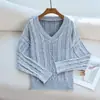 Amazon Transfronterizo Otoño/Invierno 2026 Nuevo Suéter de Punto Trenzado con Cuello en V Nueva Ropa Exterior Casual para Mujer Ropa de Punto