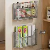 Caja de almacenamiento para film plástico, porta bolsas de basura de cocina montado en la pared, estante de almacenamiento interior para puerta de gabinete, organizador lateral para refrigerador