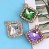 Colgante Cuadrado de Cristal Nuevo Personalizado Creativo Transfronterizo Accesorios DIY Pulsera de Aleación Galvanizada Collar Venta Directa de Fábrica