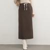 Saia de outono e inverno japonesa e coreana com forro de fleece, saia longa reta acima do joelho, cintura elástica quente, saia casual, estilo ocidental, fio, saia feminina