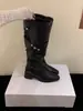 Botas de Couro de Cano Alto Estilo Coreano Dupla Utilização Plissadas Franzidas Cruzadas com Fivela para Mulheres Moda Quente Retrô Versátil Emagrecimento Acima do Joelho