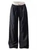 Pantalones Deportivos Casuales de Pierna Ancha Versátiles Elásticos con Cordón de Color Bloque Cuadros de Marca de Moda Estilo Americano Primavera 2026 Unisex