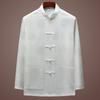 Terno Tang de Seda Gelo para Primavera e Verão para Homens de Meia-idade e Idosos, Terno de Manga Comprida, Terno de Outono do Papai, Roupas para Exercícios Matinais do Vovô, Hanfu