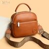 Bolsa feminina de couro de comércio exterior 2024 nova bolsa de couro macio simples moda primeira camada bolsa de ombro de couro mensageiro atacado