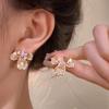 Pendientes de flores de cristal verde para mujer, diseño elegante y de lujo, con un toque de estilo nicho, accesorios de verano.