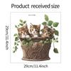 Fan Xi - Pegatinas de pared decorativas para baño con diseño de gato de dibujos animados, combinación de hojas y plantas verdes, venta al por mayor