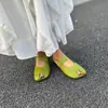 8013-1 Sandalias de Mujer Originales Retro Color Sólido Piel Genuina Suela Plana Banda Elástica Nuevo Estilo