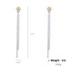 Kenjay Aretes Largos de Borla con Circonita Incrustada en Oro Real para Mujer, Estilo Coreano Simple Elegante Perla Lujo Ligero Plata