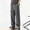Pantalones de trabajo de algodón de estilo americano de moda con múltiples bolsillos para hombre, adecuados para primavera y otoño, casuales, corte holgado, versátiles, color liso, pantalones largos de pierna recta, modernos