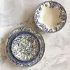 Plato para Bistec de Cerámica Azul y Blanco con Esmalte Interior Estilo Occidental Original Británico Jbs, Plato de Cena, Bol para Postre para Uso Doméstico