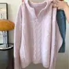 Suéter rosa suave tejido en canalé estilo coreano para mujer, otoño e invierno, engrosado, diseño único, top de punto suelto y suave