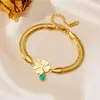 Nueva Moda Cadena Hueso de Serpiente Acero de Titanio Flor de Cuatro Hojas Pulsera Pulsera para Mujer Sencilla Celebridad Cibernética Ojos de Diablo Acero Inoxidable