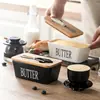 Amazon Caixa de Manteiga de Cerâmica Retangular Caixa de Manteiga de Cerâmica Caixa de Queijo e Manteiga Multi-Estilo Prato de Manteiga com Faca