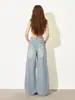Jeans de pierna ancha rasgados lavados estilo coreano para mujer, verano 2026, pantalones casuales finos de cintura alta adelgazantes de corte holgado con efecto de caída