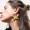 Joyería Transfronteriza Europea y Americana, Elegante a la Moda, Estilo Frío Metálico, Pendientes de Pétalos, Pendientes de Diseño Retro para Mujer