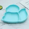 Plato de Cena de Silicona Nuevo Producto Transfronterizo Ardilla Ciervo Sika Vajilla Infantil Cuadrado Engrosado Tres Compartimentos Plato de Cena Infantil de Silicona