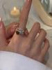 Anillo Abierto de Corazón de Amor de Lujo Ligero con Diamantes de Imitación de Circonita Anillo de Dedo de Comida de Personalidad de Moda para Mujer Anillo de Moda de Celebridad de Internet