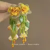 Corea del Sur Dongdaemun Globos de Amor Esmaltados de Colores Hebilla de Oreja de Perro Pendientes de Corazón Dulce y Femenino Pendientes Texturizados
