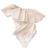 Bikini de un solo hombro para mujer, traje de baño de dos piezas con volantes grandes, adelgazante y conservador, de Corea del Sur