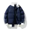 Abrigo acolchado de algodón con contraste de tres barras transfronterizo para hombre y mujer, nuevo para invierno, grueso, cálido, con cuello alto, cortavientos, abrigo de algodón plumón