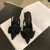 2023 Nuevo Bolso de Zapatos para Mujer de Comercio Exterior Punta con Lazo Boca Baja Tacón Alto Tacón Fino Sandalias de Media Caña Zapatos