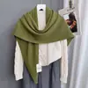 Cachecol Triangular Grande 100% Lã Pura para Mulheres 2025 Inverno Nova Cor Fashion e Bonito Cor Pura Versátil Cachecol Xale para Aquecimento