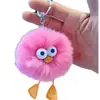 Chaveiro de Pato de Pelúcia com Pelo de Coelho Rex Pingente Boneca Boneca Penduricalho para Mochila Escolar Presentes