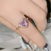 Anel Ajustável Aberto Versa Color Treasure Morganita Natural Banhado a Ouro 18K Imitação Mosan Champagne para Mulheres