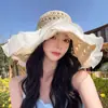 Sombrero de Protección Solar para Mujer 2026 Nuevo Estilo Sombrero de Sol de Paja Verano Vacaciones en la Playa Ala Ancha Sombrero de Paja Transpirable Accesorios