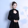 Xale de Verão Feminino para Vestidos de Noiva, Chiffon Fino Manga Longa Preto Pulôver Casual Colete de Noite, Moderno e Versátil