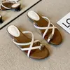 Chinelos Franceses Femininos para Exterior Verão 2026 Novo Estilo Confortáveis para os Pés Ficam Ótimos com Saias Sensação de Luxo Chinelos Frescos Sapatos de Praia