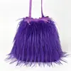 Bolsa Saco Feminina de Pelúcia com Franjas Transfronteiriça para Comércio Exterior, Bolsa de Pelúcia Sintética com Franjas Atacado, Pedido de Amostra Dropshipping