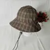 Nuevo Sombrero de Pescador Reversible Artístico Retro para Mujer, Estilo Primavera y Otoño, Sombrero de Cuadros Casual a la Moda, Versátil y que Afina el Rostro