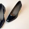 Zapatos Negros de Charol Elegantes con Punta Cuadrada Estilo Retro, Suela Blanda y Tacón Alto para Mujer, Zapatos Bajos sin Cordones con Tacón Grueso, Talla Grande, Adecuados para el Viaje Diario