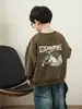 Moletom Infantil Estilo Primavera e Outono Camiseta de Manga Longa Infantil Camada Base para Meninos Mais Velhos Gola Redonda Roupas Infantis da Moda