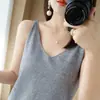 Nova Blusa de Malha com Decote V, Alças Finas, Sem Mangas, Colete Sexy Feminino, Camisa Curta para Camadas, Primavera e Verão 2024