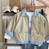 Nueva Chaqueta de Oso de Dibujos Animados para Niños Primavera 2025, Falsa de Dos Piezas, Atuendo de Primavera de Moda para Niños, Top para Niños Pequeños Estilo Granja