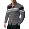 Camisa de Manga Larga Estampada en 3D para Hombre Patrón de Bloques de Color Geométricos Vintage Casual con Botones Ropa para Hombre Transfronteriza Amazon