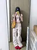 Diseño Americano Jeans de Gato Gatito Estampado Completo para Mujer Verano 2025 Nuevos Pantalones de Pierna Ancha Sueltos Adelgazantes