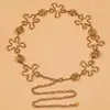 Cadenas de Cintura Metálicas Huecas con Diseño de Flor Cruzada Europea y Americana, Ajustables, Sentido de Diseño, Nicho, Cinturón, Lujo Ligero, Sentido de Alta Gama, Accesorios para Mujeres