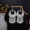 Pendientes Miao Étnicos de Borla Larga Estilo Nuevo, Pendientes Exagerados de Declaración de Moda Estilo Étnico de Plata Miao de Lujo Ligero