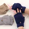 Luvas de Pelúcia Quentes e Fofas de Inverno para Mulheres para Prevenir o Frio e Luvas de Tricô Espessas Estilo Coreano para Ciclismo com Tela Sensível ao Toque