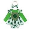 Fronterizo Bebé Niña Bebé Serie Trébol de Cuatro Hojas St. Vestido de manga larga para las fiestas de Patrick