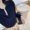 Suéter Polo de Malha Estilo Coreano Transfronteiriço Outono/Inverno 2026 Estilo Old Money para Mulheres, Top Casual Solto de Manga Longa com Gola V