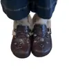Moda Coreana Tendencia Elegante Sin Espalda Slip-on Birkenstock Zapatos Individuales 2026 Otoño/Invierno Zapatos de Piel de Gema